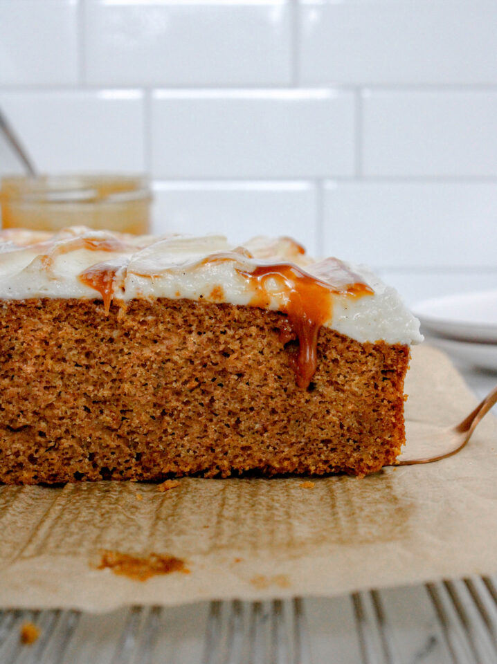 Pumpkin Caramel Sheet Cake - My Messy Kitchen