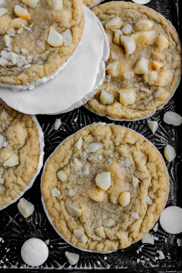 White Chocolate Dipped Macadamia Nut Cookies - My Messy Kitchen